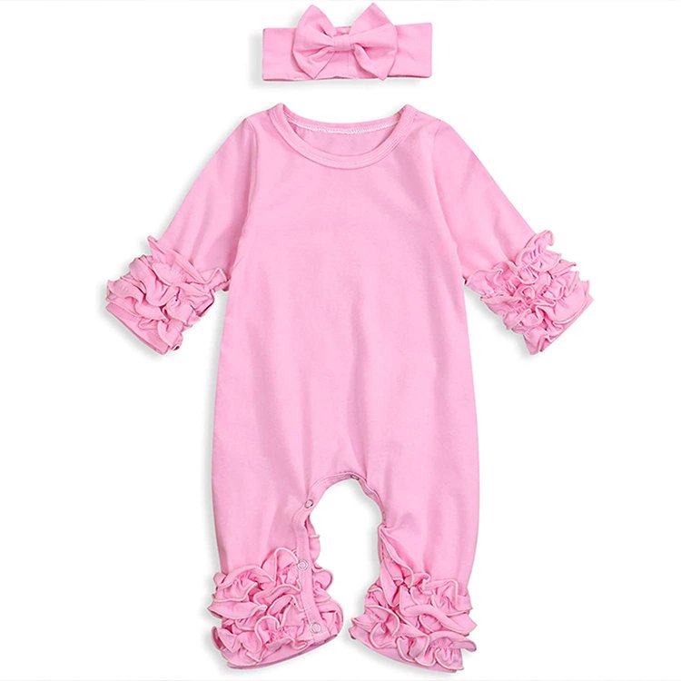 BSCI / OEKO-TEX 100 / OCS Certified ruffler baby romper eco friendly ruffle Jumpsuit for infant sustainable baby ruffle romper