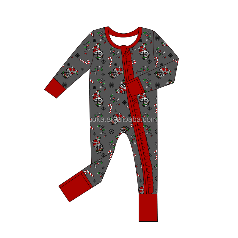 Trendy Clothing manufacturer Customizaion Long sleeve Bamboo new born Baby Rompers Clothes Zipper pajamas