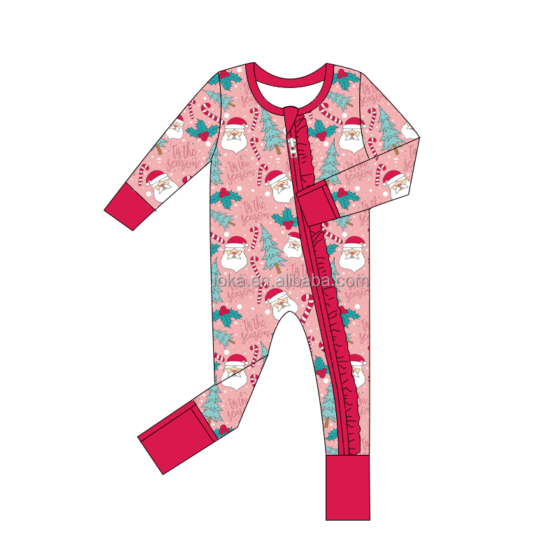 Trendy Clothing manufacturer Customizaion Long sleeve Bamboo new born Baby Rompers Clothes Zipper pajamas