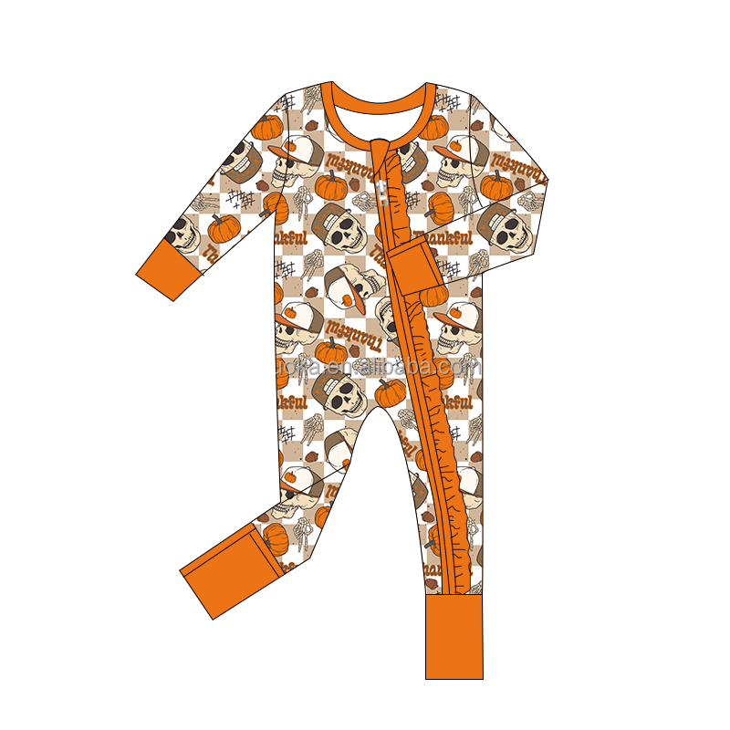 Trendy Clothing manufacturer Customizaion Long sleeve Bamboo new born Baby Rompers Clothes Zipper pajamas