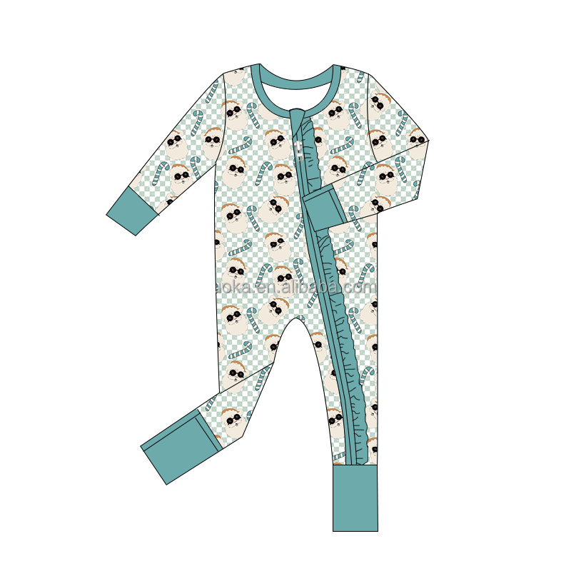 Trendy Clothing manufacturer Customizaion Long sleeve Bamboo new born Baby Rompers Clothes Zipper pajamas