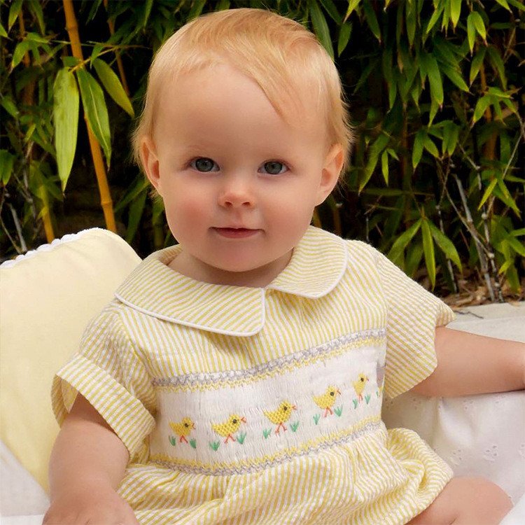 Custom Baby Rompers Hand Made Smocked Toddler Jumpsuit Short Plaid Cotton With Embroidered Duck Onesie Clothes