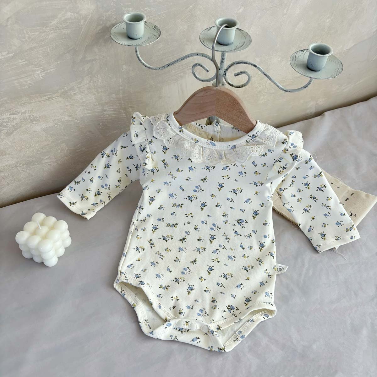 Wholesale 2024 Fall Baby Clothing Fashion Floral Lace Long-Sleeved Cotton Baby Rompers