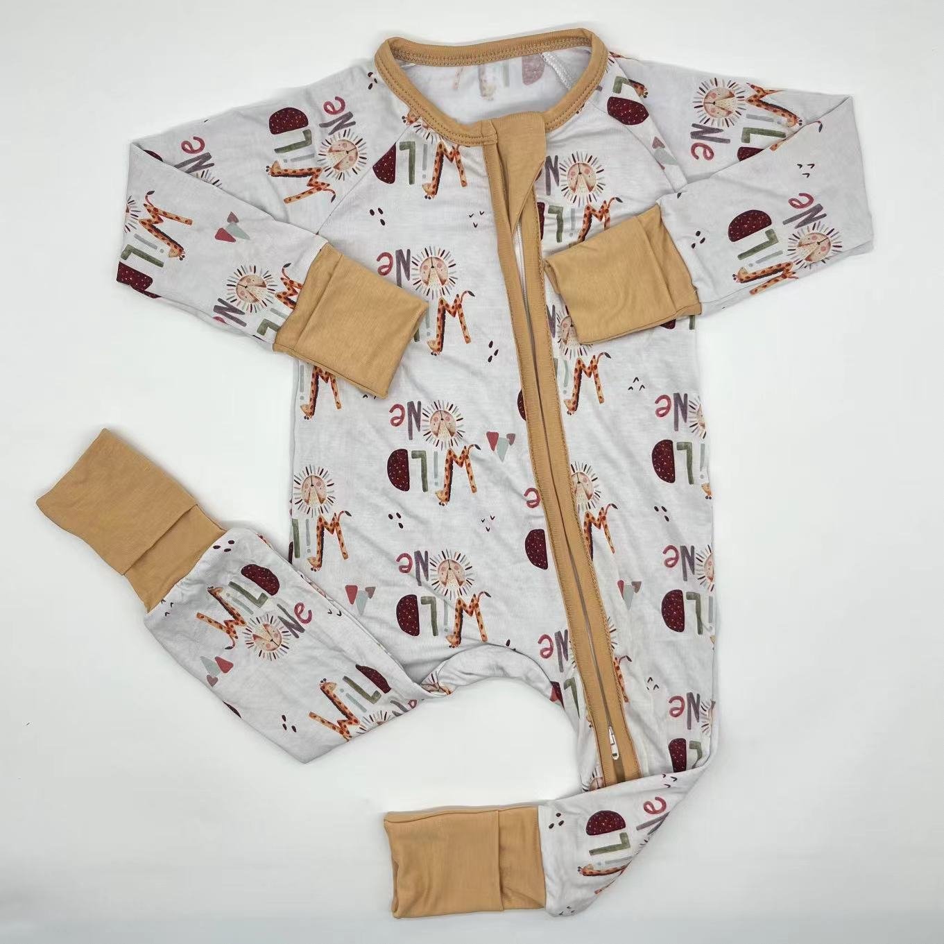 Hot sale 2024 cookie printing custom Toddler Pajama Bamboo Fiber Unisex Baby Onesie