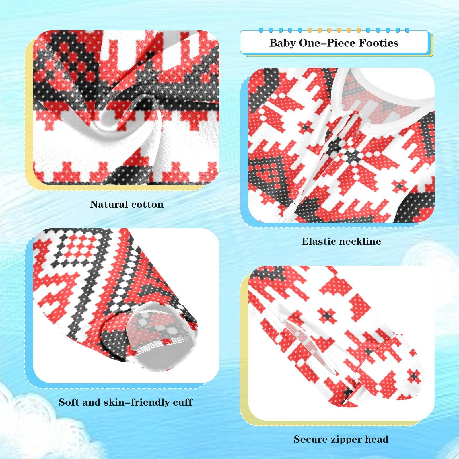 New Arrival Christmas Red Design Children Infant Romper Baby Clothes Onesie Zipper Long Sleeve Jumpsuit Wholesale