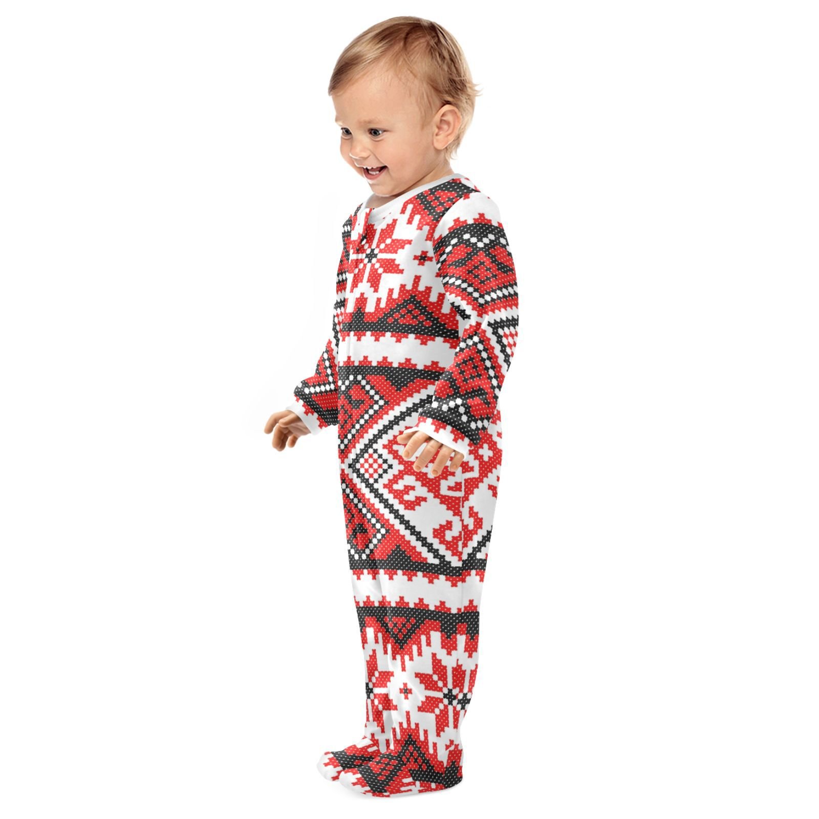 New Arrival Christmas Red Design Children Infant Romper Baby Clothes Onesie Zipper Long Sleeve Jumpsuit Wholesale