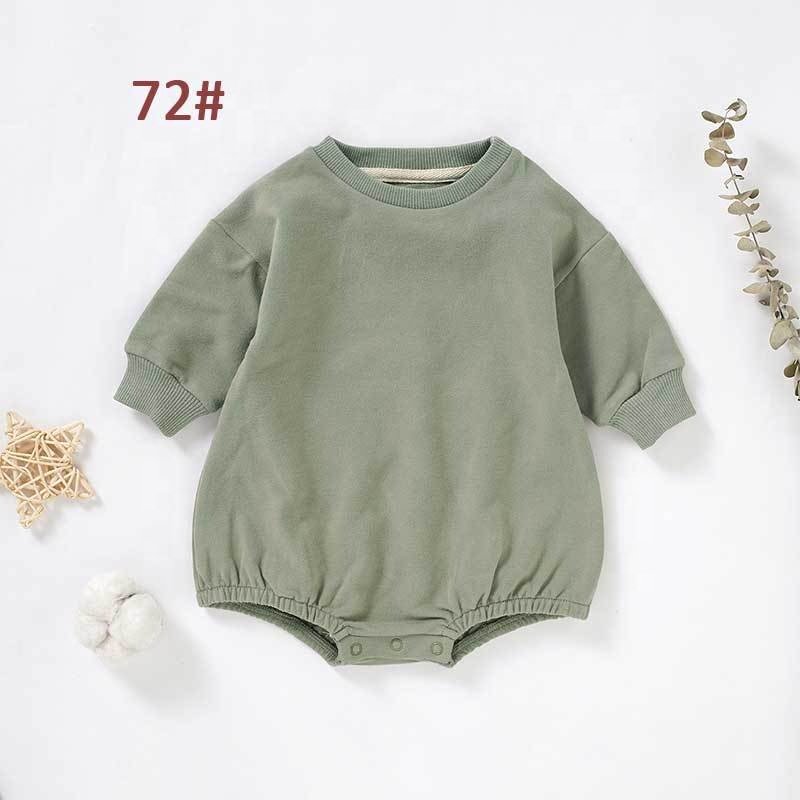 Baby Clothes Girls jumpsuits Romper Summer Solid French Terry Long Sleeve Sweatshirt Bubble Bodysuits For Girls Baby Rompers