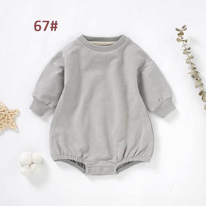 Baby Clothes Girls jumpsuits Romper Summer Solid French Terry Long Sleeve Sweatshirt Bubble Bodysuits For Girls Baby Rompers