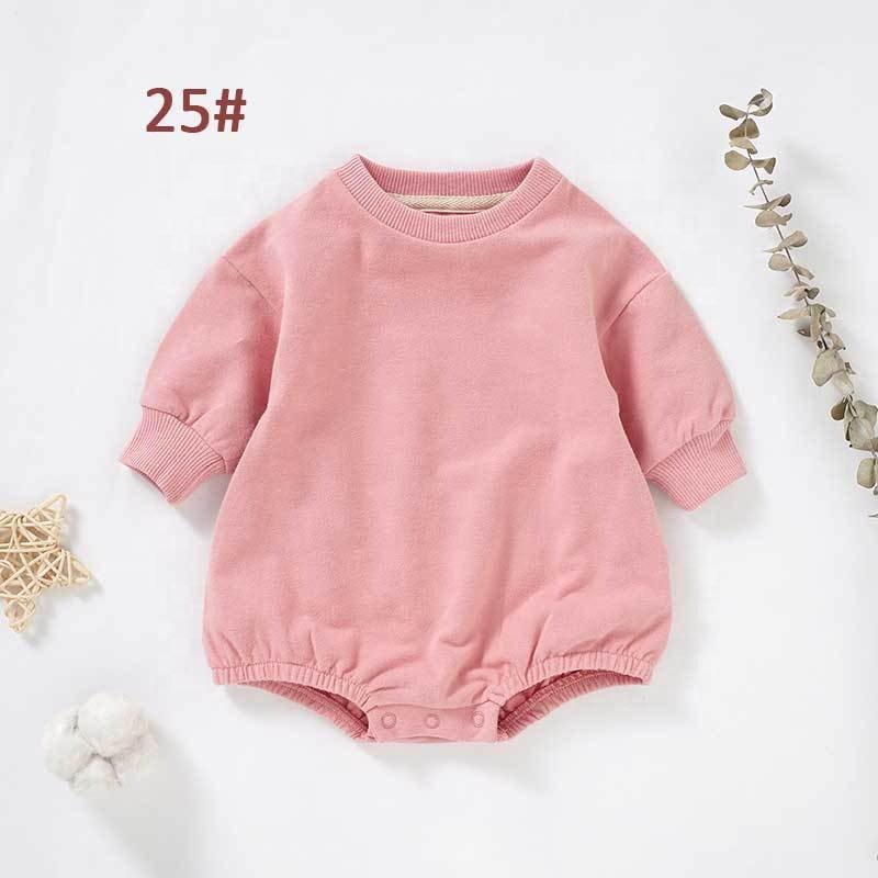 Baby Clothes Girls jumpsuits Romper Summer Solid French Terry Long Sleeve Sweatshirt Bubble Bodysuits For Girls Baby Rompers