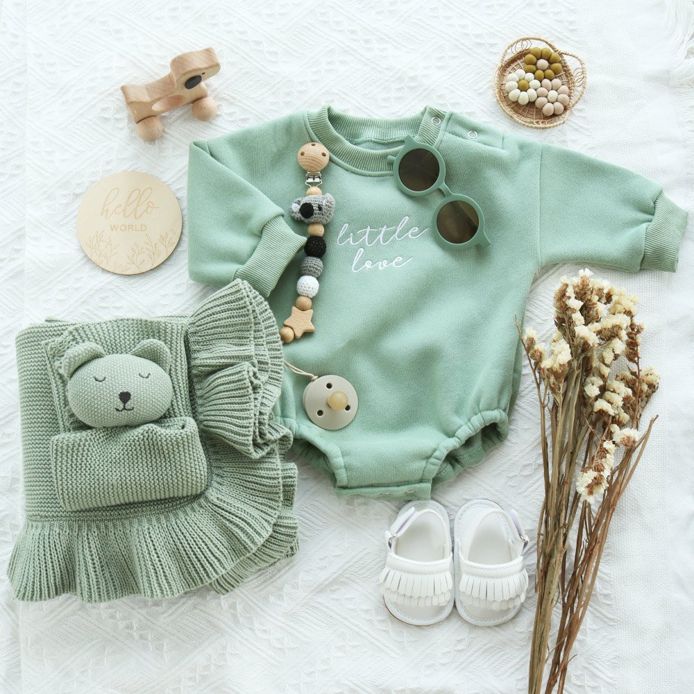 Long Sleeve Little Love Embroidered Unisex Baby Fall And Winter Crawl Suit Super Soft Customized Baby Clothes Wholesale