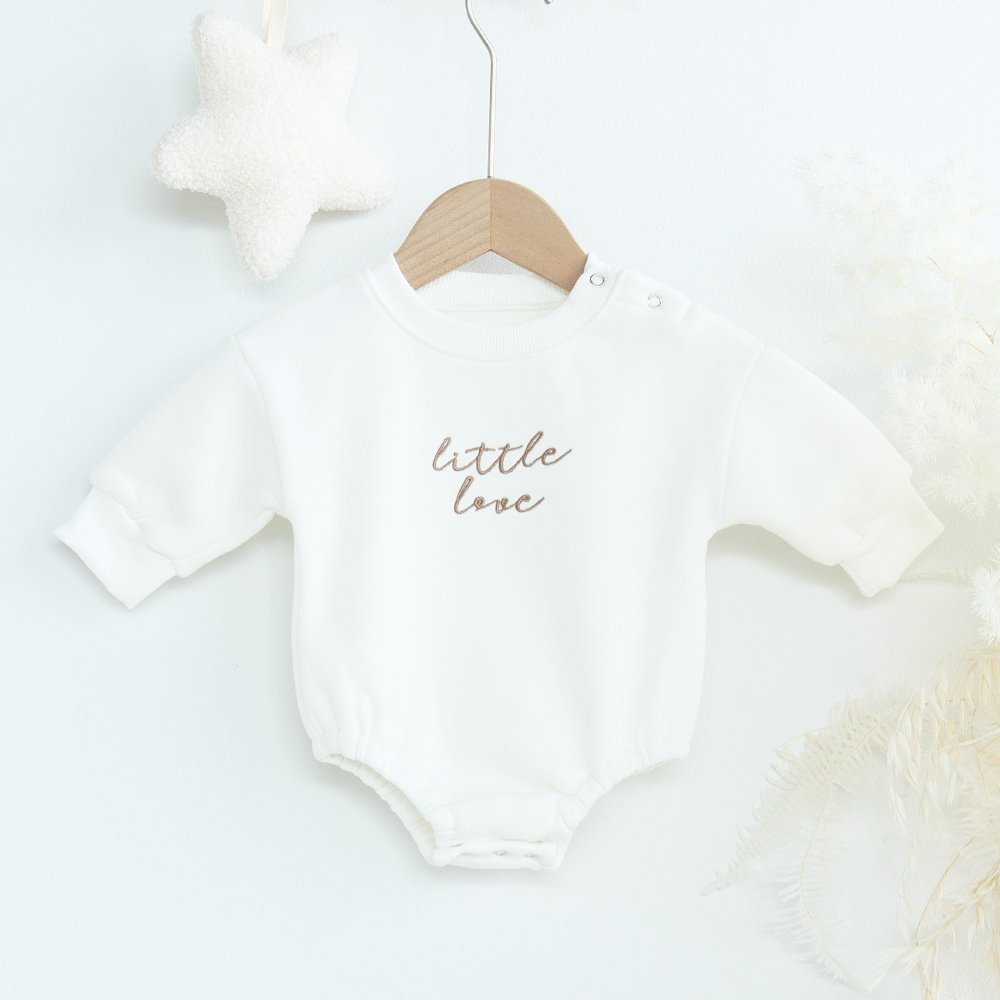 Long Sleeve Little Love Embroidered Unisex Baby Fall And Winter Crawl Suit Super Soft Customized Baby Clothes Wholesale