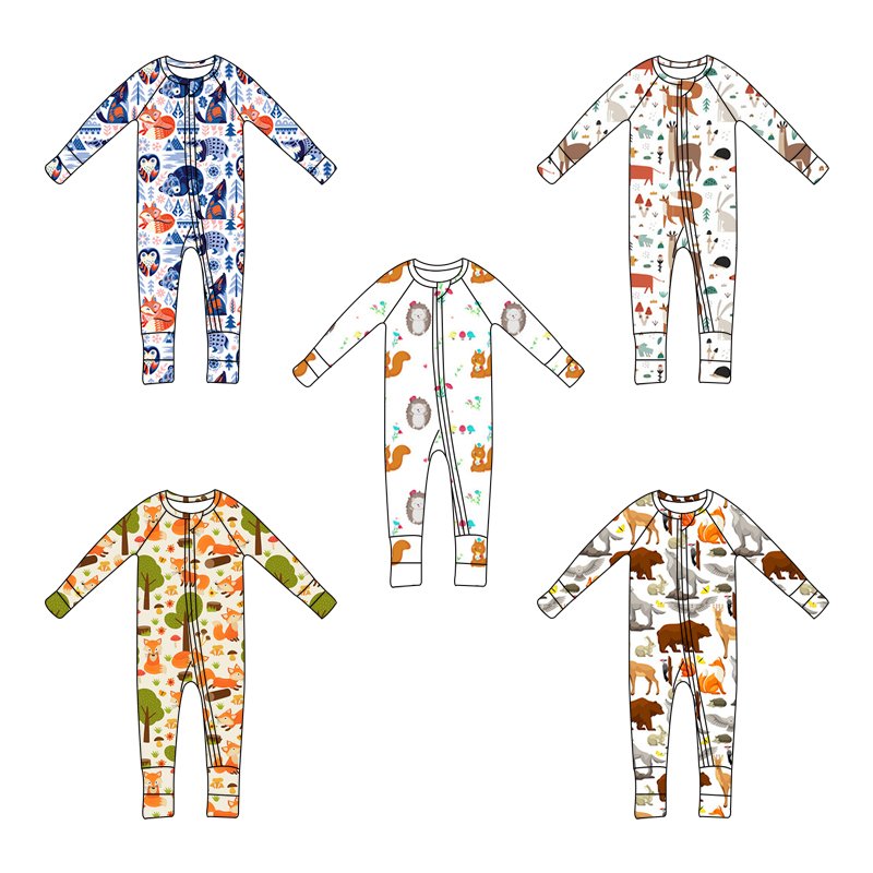 Custom Newborn Baby Infant Organic 95% Bamboo 5% Spandex Rompers Clothes Toddler Kid Pajamas Sleepwear Clothing