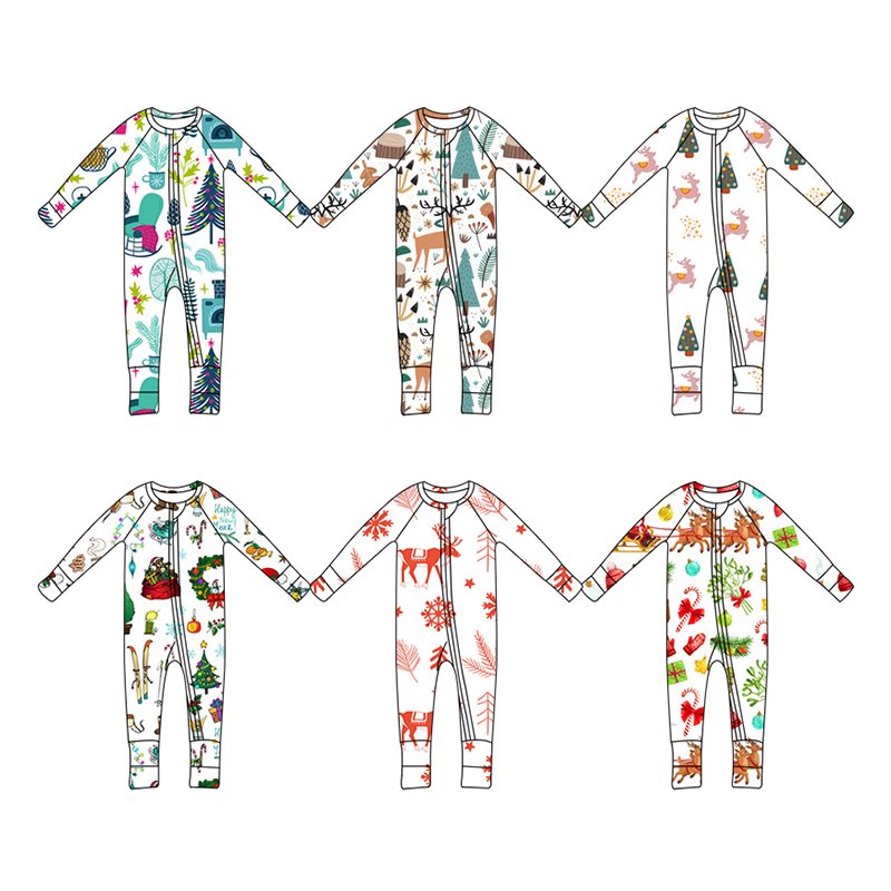 Custom Newborn Baby Infant Organic 95% Bamboo 5% Spandex Rompers Clothes Toddler Kid Pajamas Sleepwear Clothing