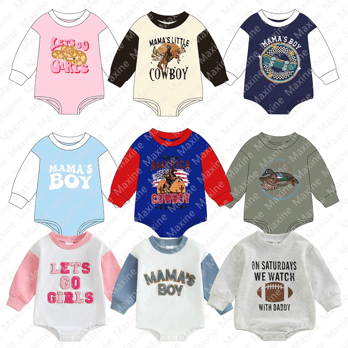 Personalized Baby Sweatshirt Romper Long Sleeve Infant Sweatshirt Cotton Embroidered Baby Bodysuit