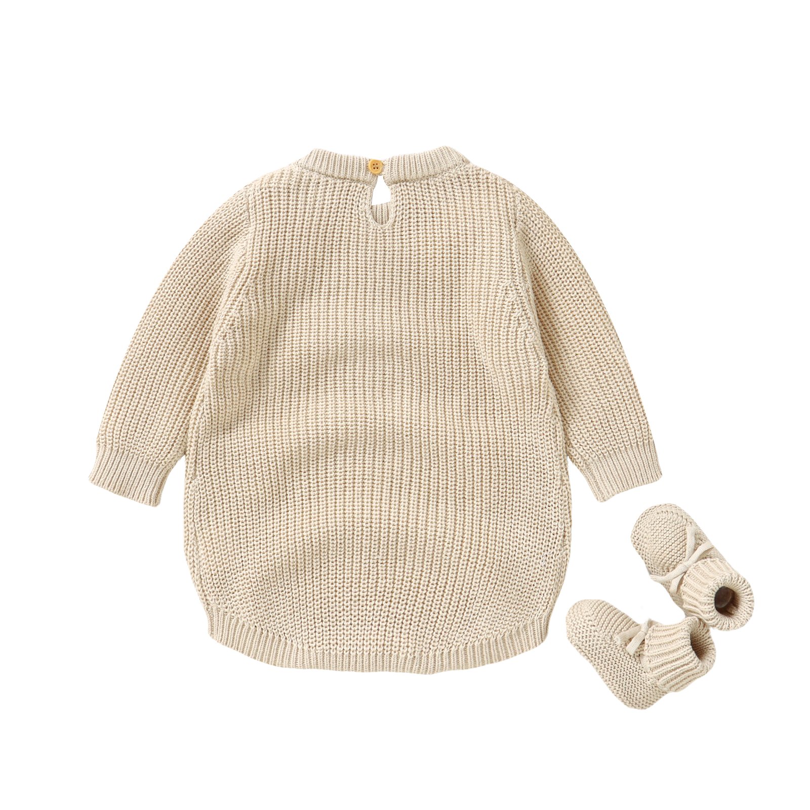 Newborn Cotton Baby Winter Knit Baby romper suit with booties baby knitted set