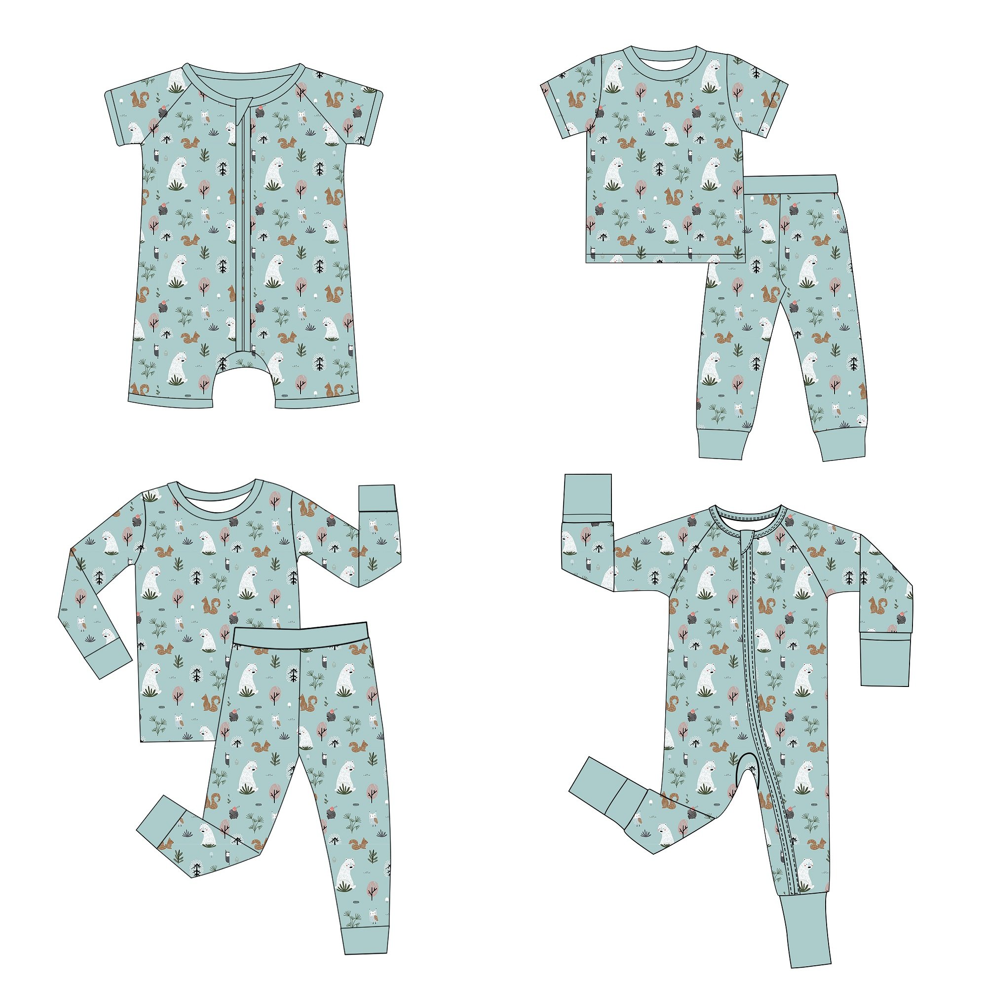 Custom Print Bamboo Fabric Newborn baby Infant Rompers Clothes Onesie Zipper Baby Bamboo Pajamas Viscose Toddler Sleeper Clothes