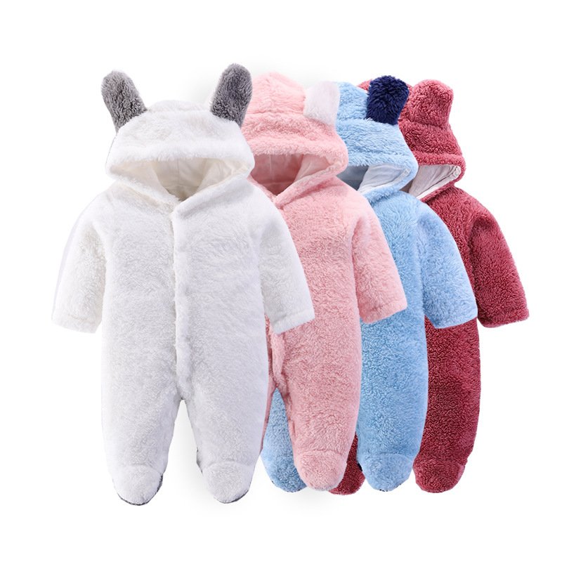 Winter Newborn Bear Snowsuit Cotton Fleece Hooded Romper Jumpsuit for Baby Girl Boy Baby Clothes Set Baby Romper