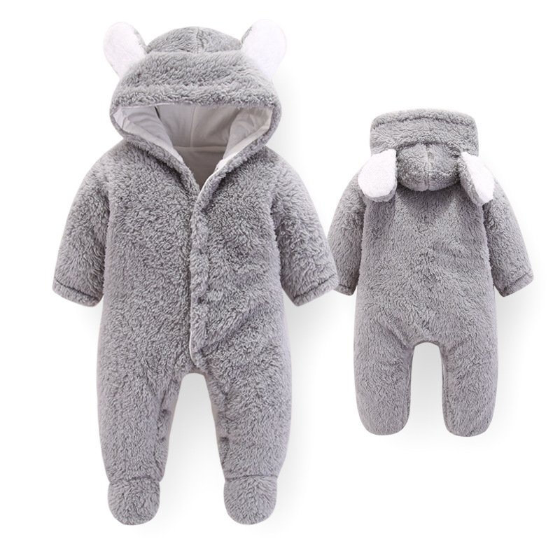 Winter Newborn Bear Snowsuit Cotton Fleece Hooded Romper Jumpsuit for Baby Girl Boy Baby Clothes Set Baby Romper