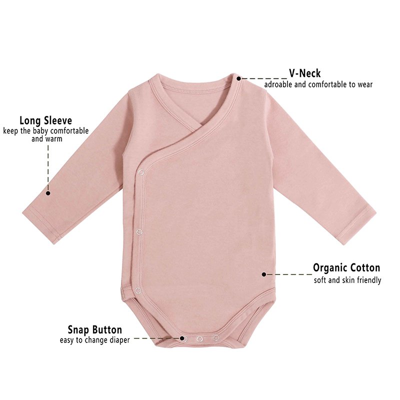 2024 Wholesale New Style Girl Clothing New Born Clothes Romper V-Neck Breathable Flat Long Sleeve Baby Rompers