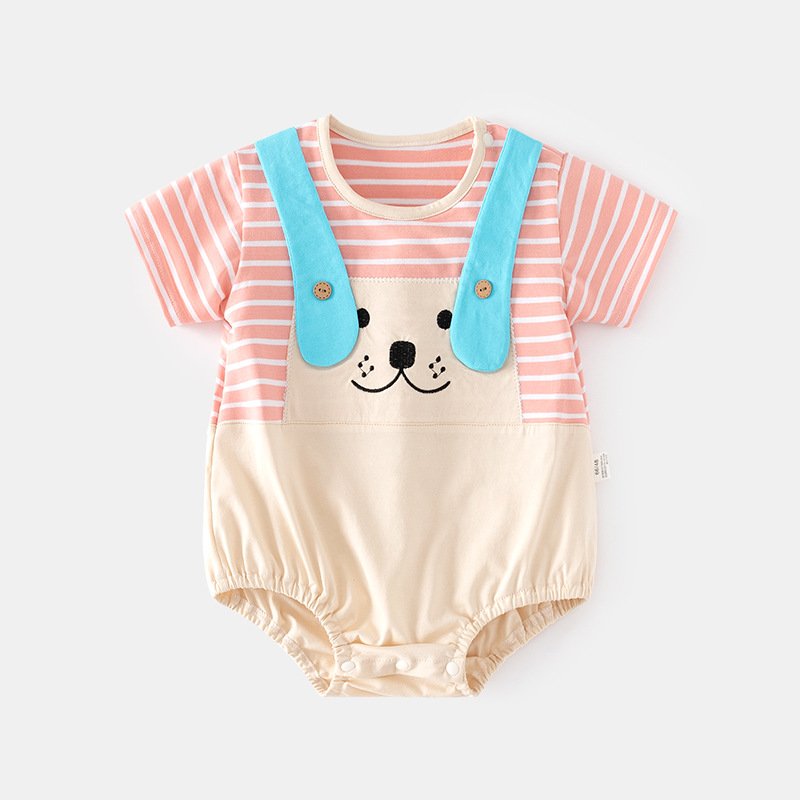 0-14 months old baby summer slim Romper Toddler striped jumpsuit newborn short sleeved clothing