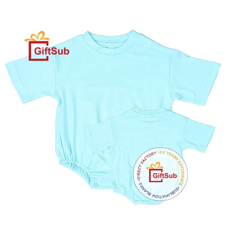 Unisex Sublimation Blank Baby Bubble Rompers Short Sleeve Colorful 190gsm Polyester Soft Feel Infant Bodysuits Rompers