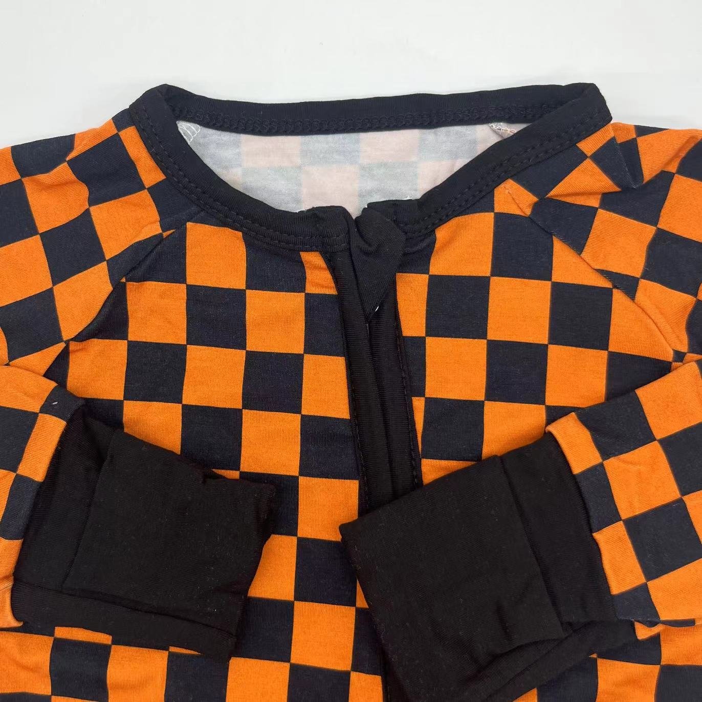 Manufacturer 95%bamboo 5%spandex summer custom checkered pattern toddler grip ruffle Girls baby clothes