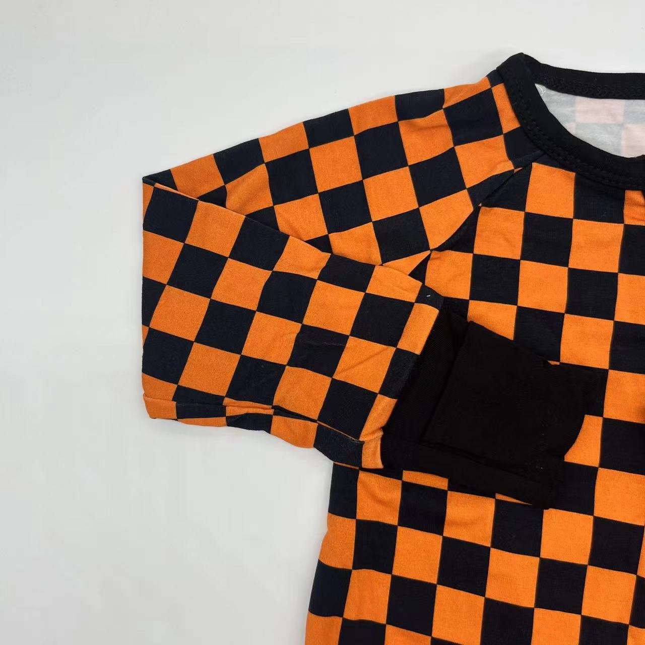 Manufacturer 95%bamboo 5%spandex summer custom checkered pattern toddler grip ruffle Girls baby clothes