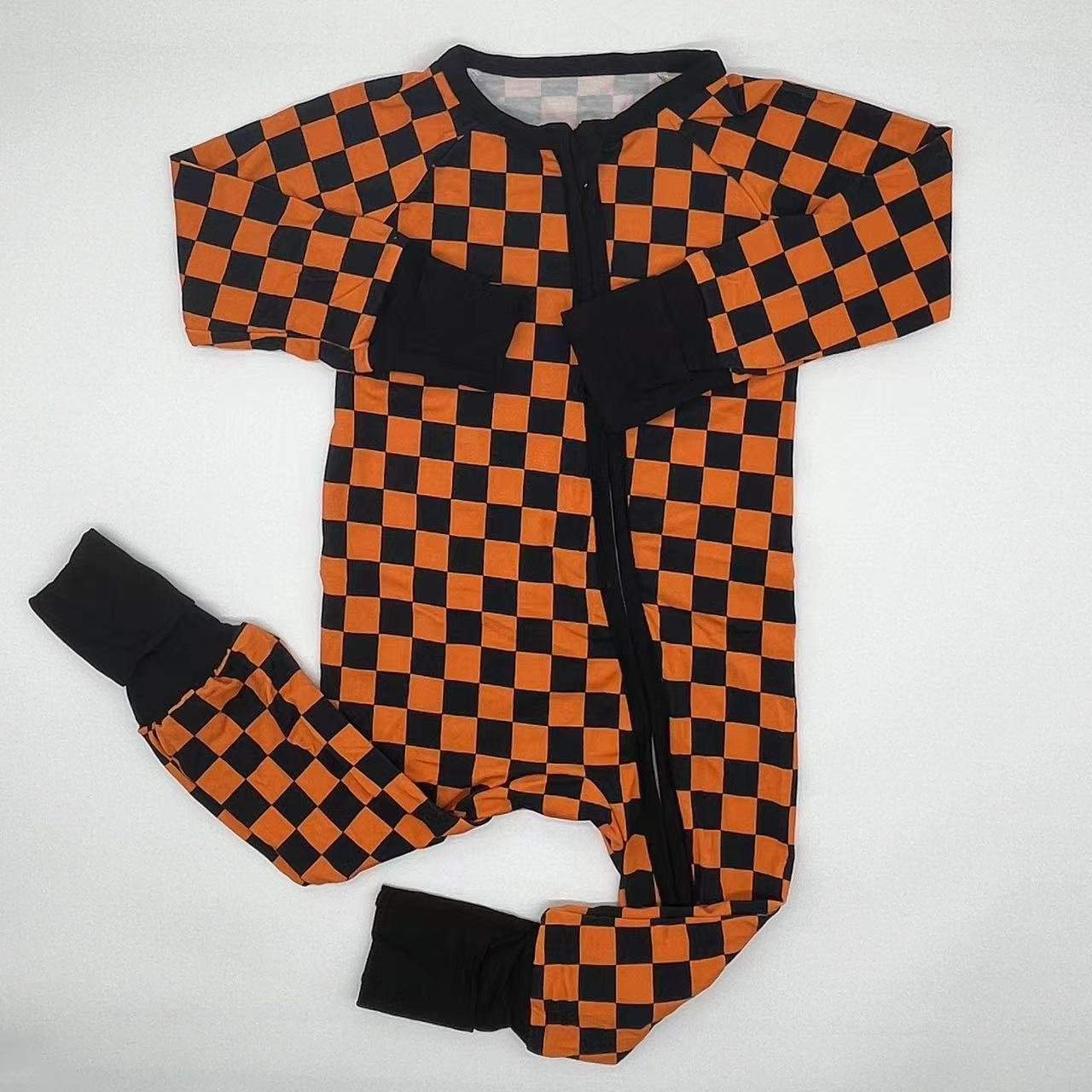 Manufacturer 95%bamboo 5%spandex summer custom checkered pattern toddler grip ruffle Girls baby clothes