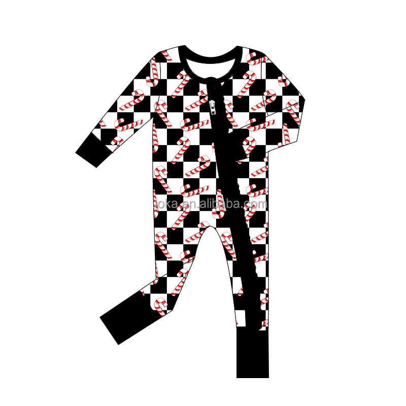 Trendy Private Customized Logo color pattern Long sleeve Bamboo new born Baby Rompers Clothes Zipper bamboo baby pajamas
