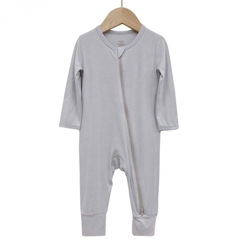 Custom Baby long sleeve jumpsuit baby romper with zipper bamboo fiber baby jumpsuit Spring summer newborn pajamas with zipper