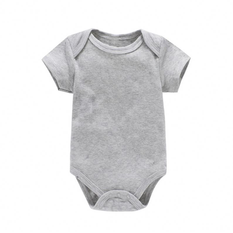 Wholesale Plain Harness Newborn Clothes 0-1 Years Old Solid Color Romper Boys And Girls Baby Short Crawl Summer