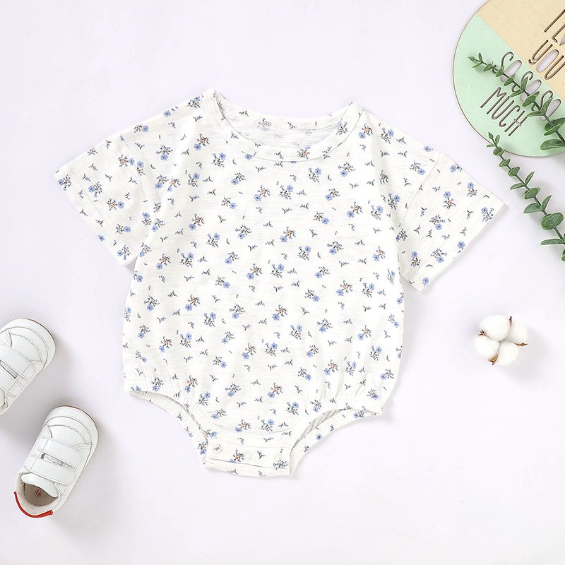 Drop Sleeve Snap Crotch 100% Organic Cotton Summer Oversized Baby Rompers
