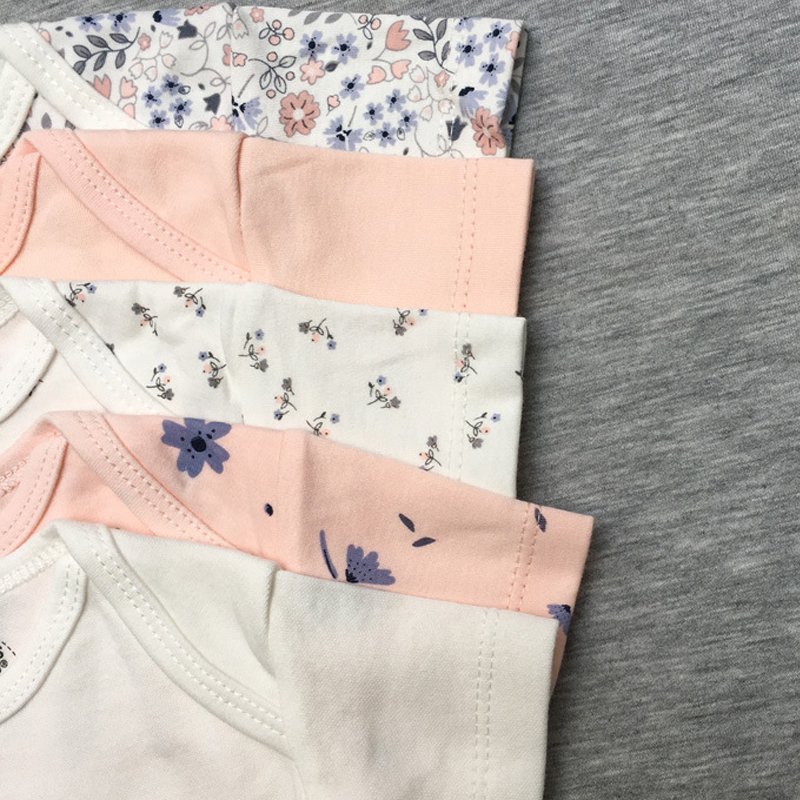 Cute Cartoon Newborn Baby Clothes Summer Short Sleeve Baby Romper 5PCS Baby Cotton Bodysuit