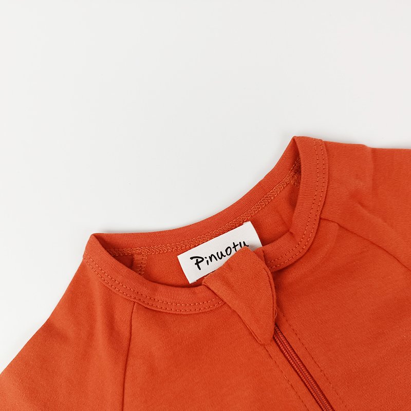 Pinuotu Baby Romper 100% Organic Cotton Double Zipper New Born Jumpsuits Plain Hand Cover Children Onesies Pajamas