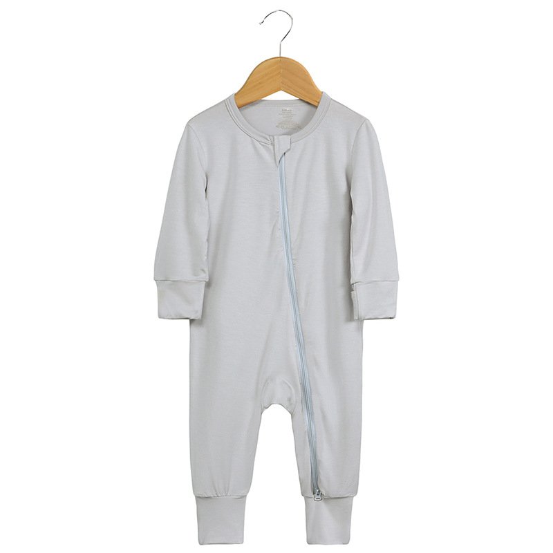 Wholesale Custom High Quality Unisex Double Zipper Bamboo Baby Romper
