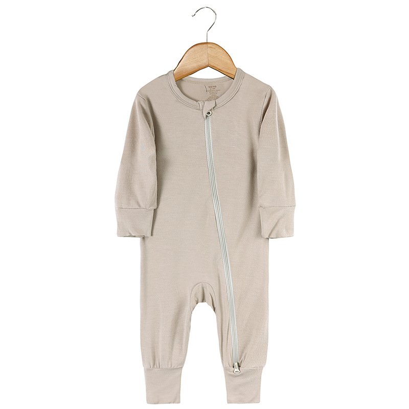 Wholesale Custom High Quality Unisex Double Zipper Bamboo Baby Romper