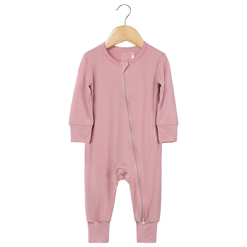 Wholesale Custom High Quality Unisex Double Zipper Bamboo Baby Romper