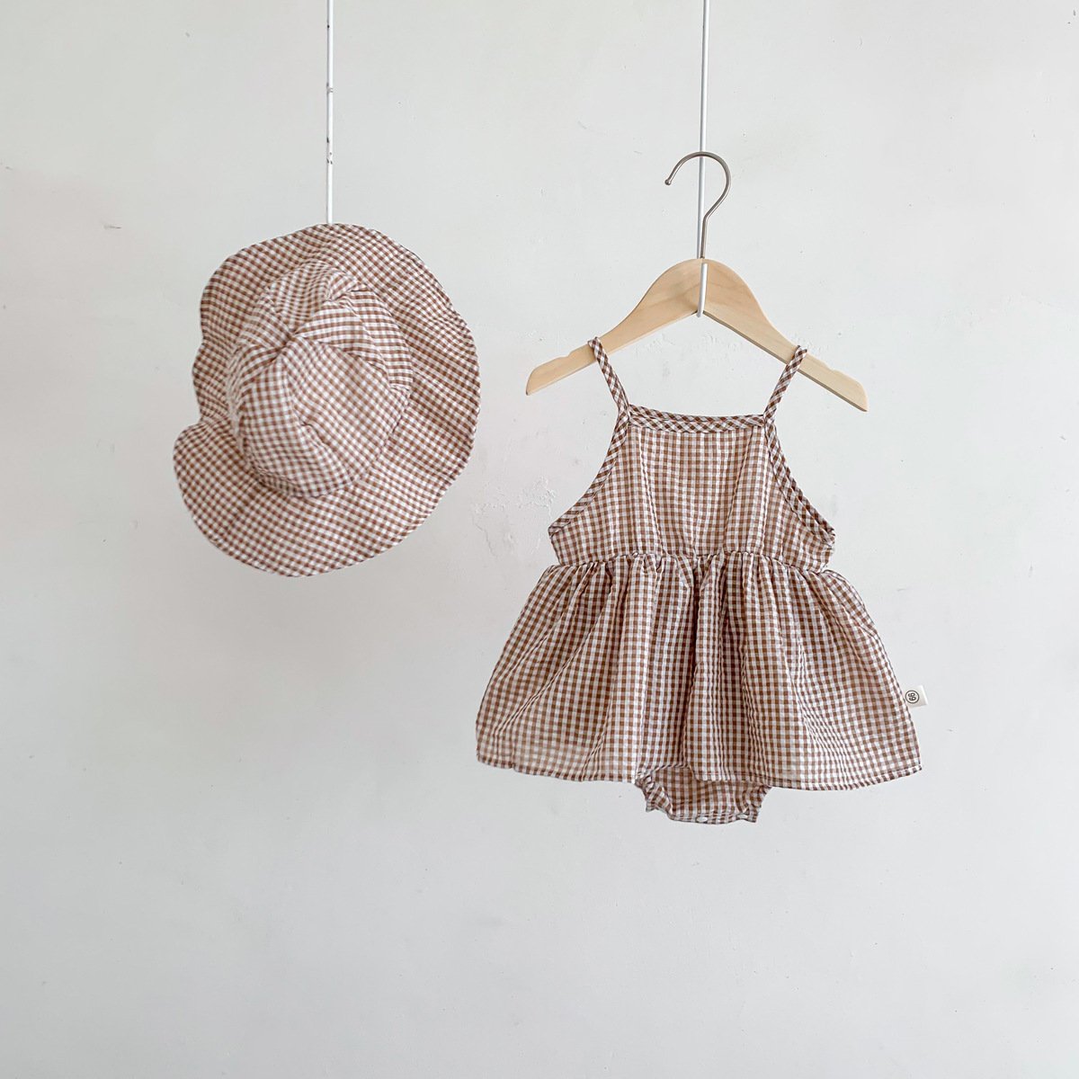 Baby girl summer suspender baby romper dress infant clothes plaid sweet cute girls with hood baby jumpsuit