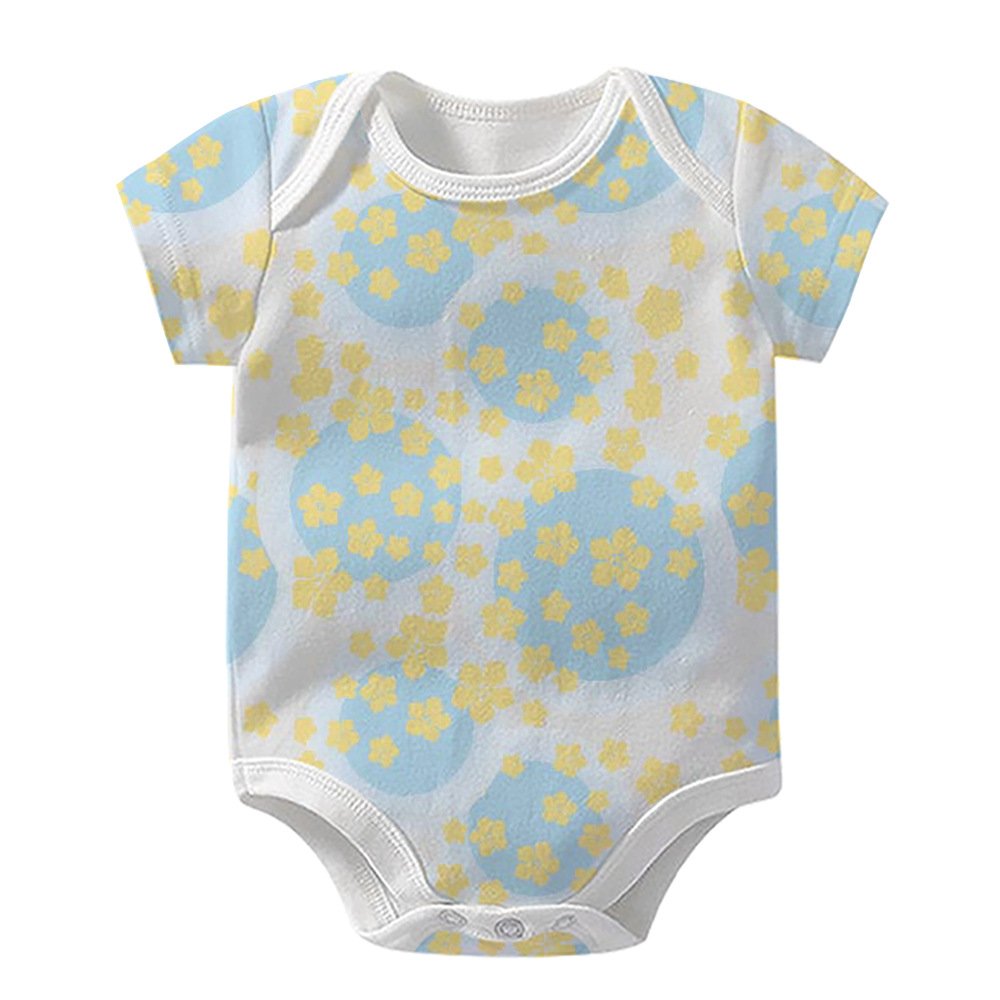 Unisex Cotton Jumpsuit Romper for Newborns Short Sleeve Boy's Gift from 0-24 Months Button Closure for Summer Baby Clothes