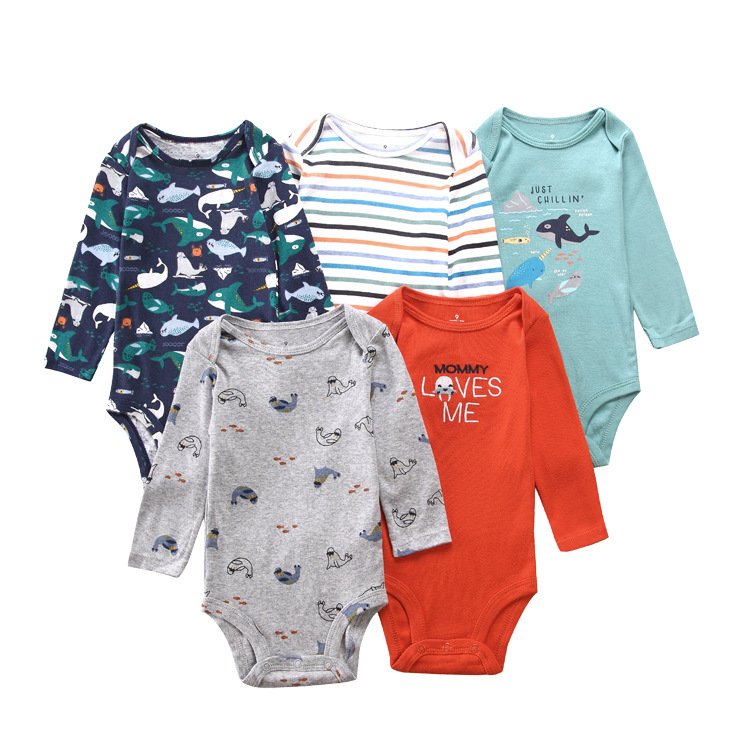 Pajamas Kids Fun Cartoon Design Cotton Newborn Baby Romper Long Sleeve Latest Design High Quality Baby Rompers Wholesale