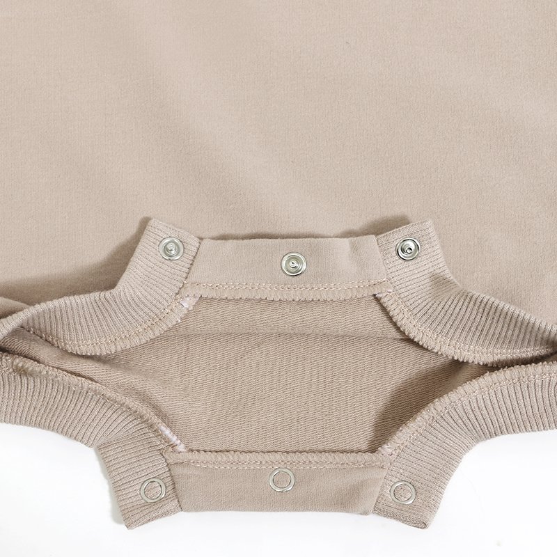Wholesale Cheap Covered Button Crew Neck Knitted 95% Organic Cotton 5% Spandex Kids Clothes Organic Cotton Plain Baby Rompers