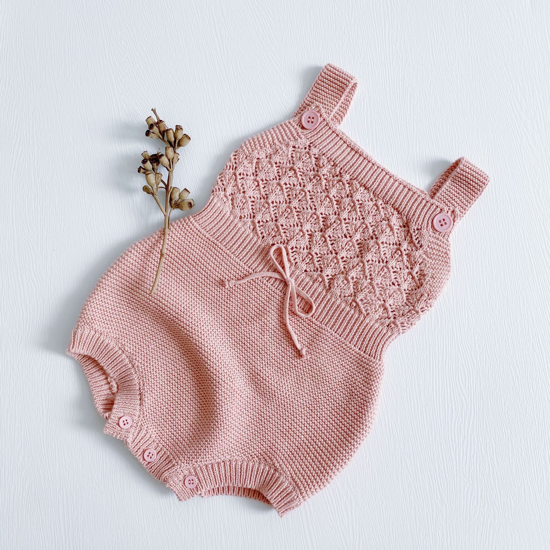 2023 New Born Baby Clothes Soft Cotton Knitted Sweater Strap Baby Rompers for Toddler Girl Clothes Unisex Sleeveless 100% Cotton