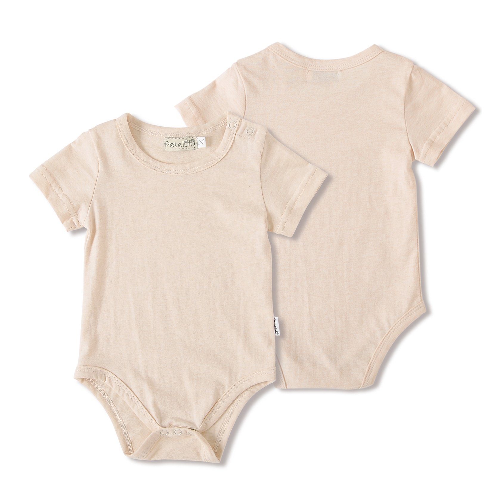 Organic Cotton Baby Romper Solid Color Short Sleeve Plain Blank Design Baby Bodysuit Plain Style Casual Petelulu Unisex Brown