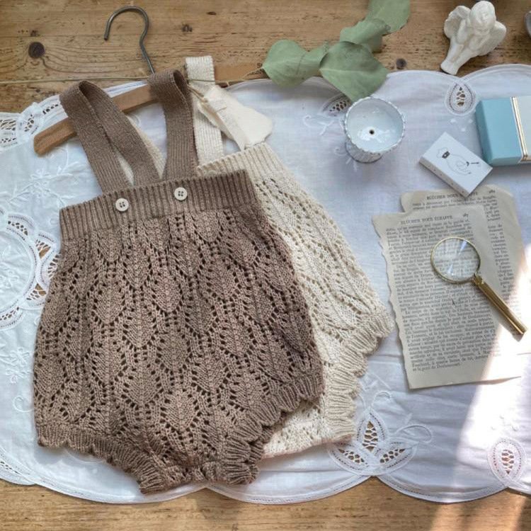 Baby Spring Summer Knitted Sweater Overalls Jumpsuit Sweater Romper With Hat For Unisex Girls Infants