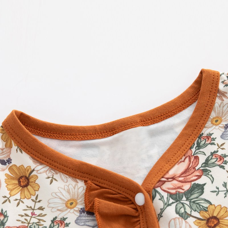 manufacturers supplies custom boutique bamboo printed designer girl flower baby romper newborn ropa de bebe clothes 6995