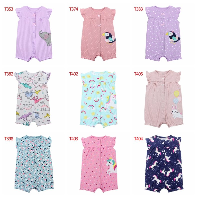 100% cotton summer short sleeve pajamas bodysuit baby rompers jumpsuit newborn girl boy