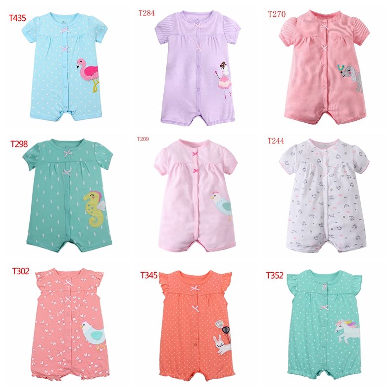 100% cotton summer short sleeve pajamas bodysuit baby rompers jumpsuit newborn girl boy