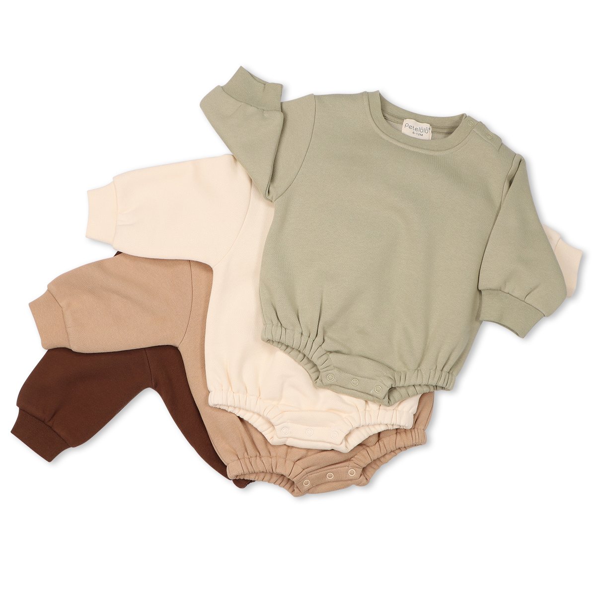 Wholesale OEM/ODM Solid Color French Terry Gots Certified Newborn Baby Clothes Organic Cotton Boy Long Sleeve Baby Romper