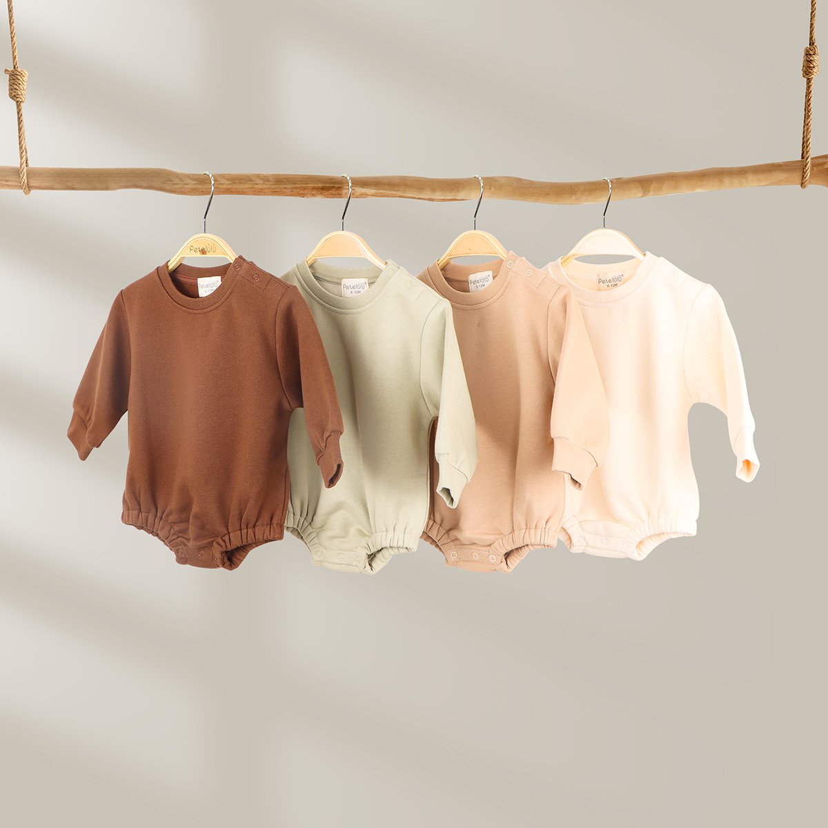 Wholesale OEM/ODM Solid Color French Terry Gots Certified Newborn Baby Clothes Organic Cotton Boy Long Sleeve Baby Romper
