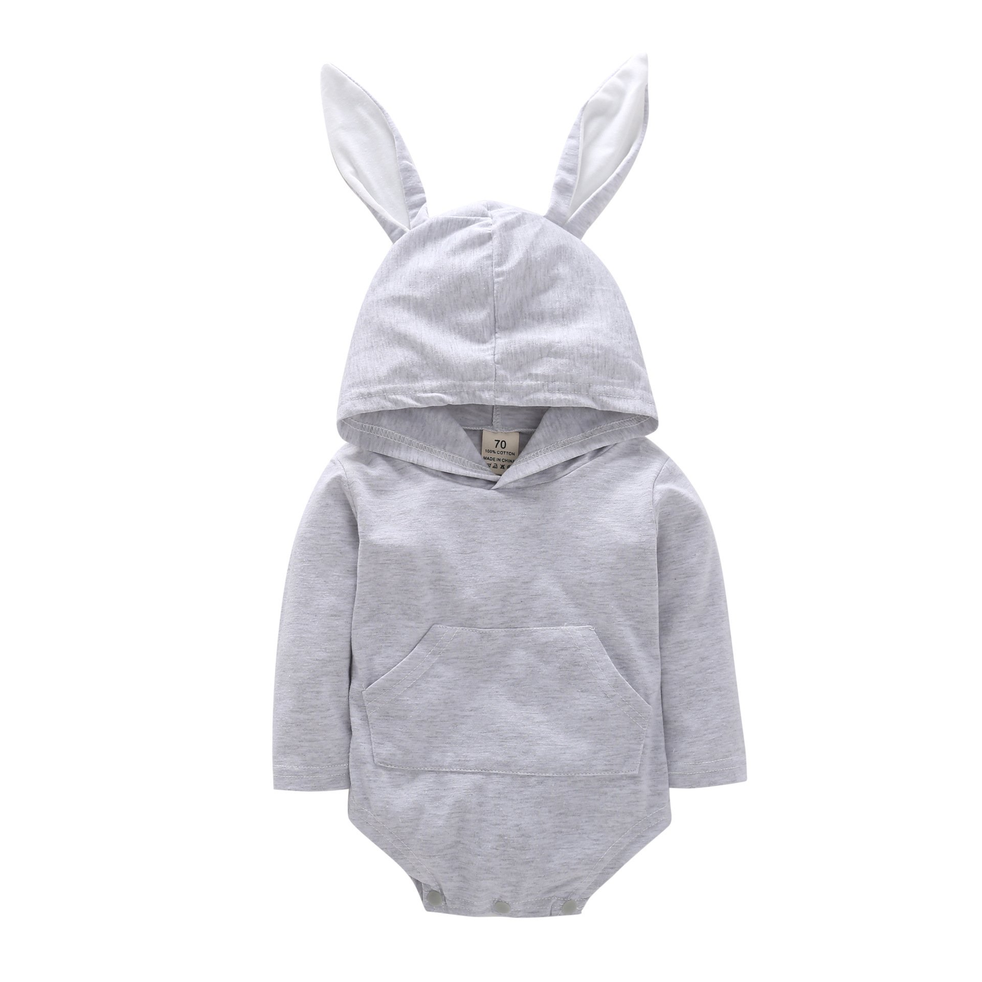 Cute Cartoon Rabbit Ears Long Sleeves Kids Baby Rompers Baby Hooded Jumpsuit